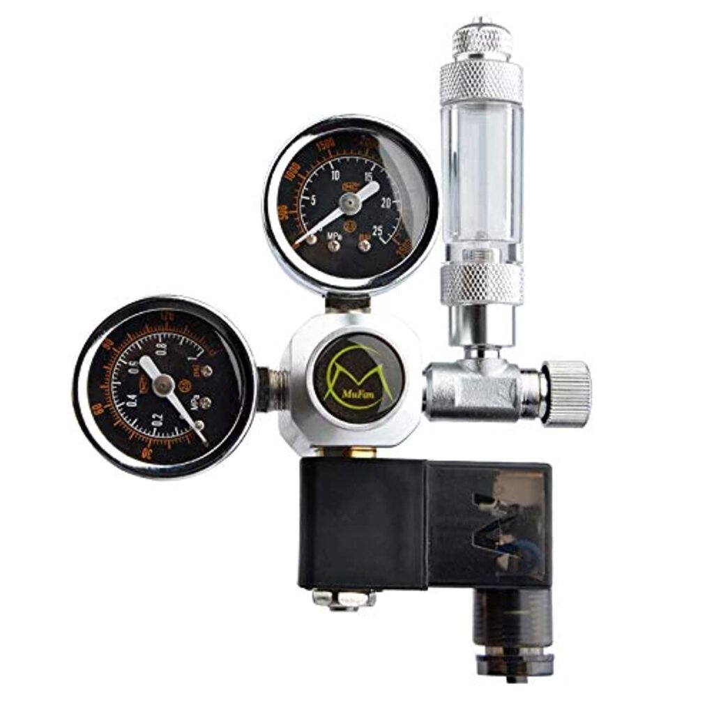 Mufan Dual Gauge CO₂ Regulator with Solenoid and Bubble Counter
